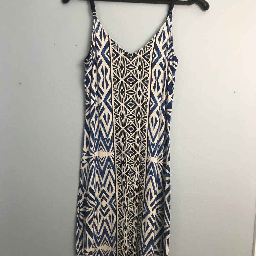 Blue Geometric Print Maxi Dress - Medium